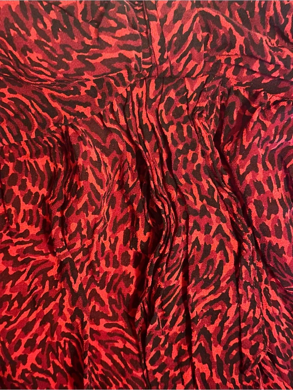 Michael Kors Red and Black Printed Cami/babydoll top with Chain Straps